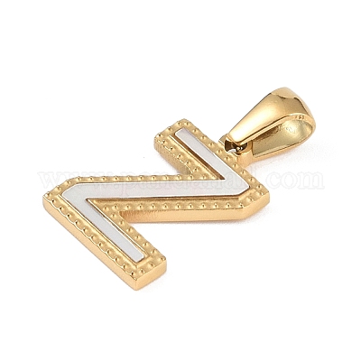 Подвески с алфавитом из натуральных белых ракушек STAS-M338-02G-Z-1