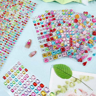 8 шт. 7 стиля акриловых страз самоклеящиеся наклейки STIC-SP0001-11-1