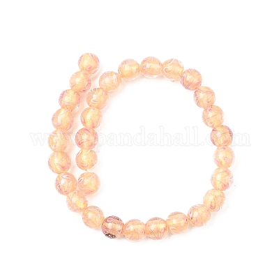 Нити золотых песочных бусин лэмпворк LAMP-P071-12mm-01-1