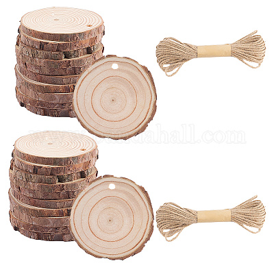 30 шт. плоские круглые необработанные подвески из деревянной щепы WOOD-CP0001-14A-1