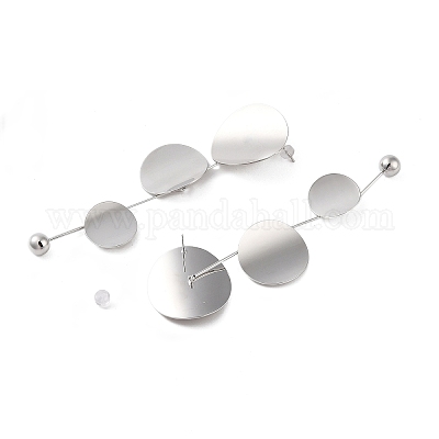 Серьги-гвоздики с латунными подвесками EJEW-B046-07P-1