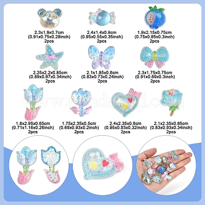 20 шт. 10 стиля цветочные прозрачные эпоксидные смолы декоден кабошоны RESI-FS0001-94-1