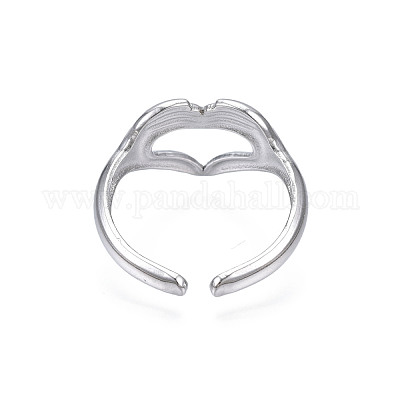 Кольцо-манжета с открытым сердцем из нержавеющей стали 304 RJEW-S405-260P-1