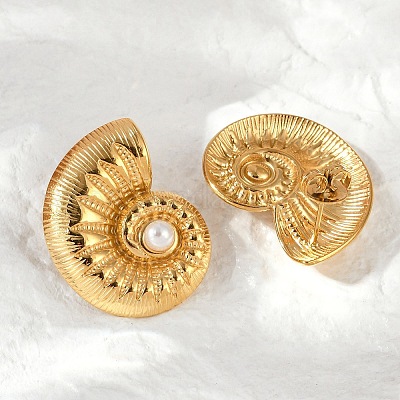 Серьги-гвоздики с ракушечным жемчугом из нержавеющей стали 304 EJEW-G423-22G-1