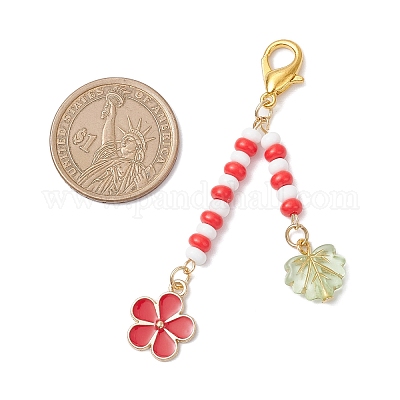 Подвески из эмали из цветочного сплава HJEW-MZ00337-02-1