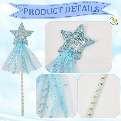 12 шт. Звездная волшебная палочка из полиэстера с блестками 4 цветов&nbsp;DIY-CP0011-94A-1