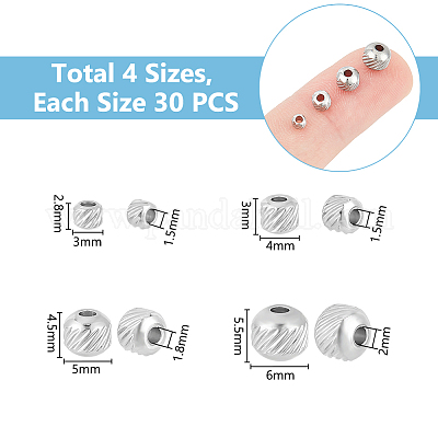 120 шт. 4 бусины из нержавеющей стали 303 STAS-UN0055-37-1