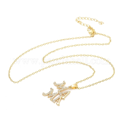 День матери латунные микропаве прозрачные кубические цирконии подвески ожерелья для женщин NJEW-Q021-01B-G-1