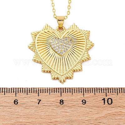 Латунные микропаве прозрачные кубические цирконии ожерелья с подвеской в виде сердца для женщин NJEW-S438-07C-G-1