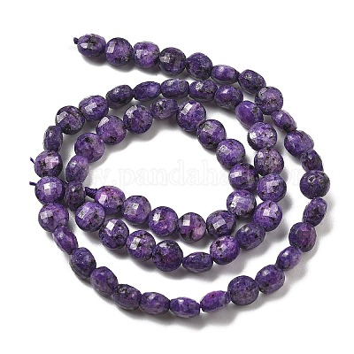 Нити бусин из натуральной кунжутной яшмы с имитацией чароита G-C179-A6mm-14-1