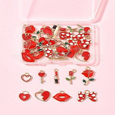 40 шт. 10 стиля ко Дню святого Валентина сплав с эмалевыми подвесками ENAM-FS0002-39-1