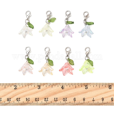 8 шт. 8-х цветные акриловые подвесные украшения-цветы HJEW-FS00034-01-1