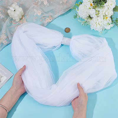 Нейлоновая свадебная шаль из сетки&nbsp;AJEW-WH0816-380B-1