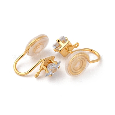 Фурнитура для ушей из латуни с микропаве из кубического циркония KK-F898-15E-G-1