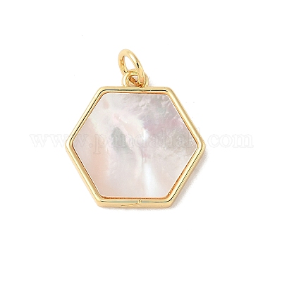 Подвески из латуни с натуральными белыми ракушками KK-S522-05H-G-1