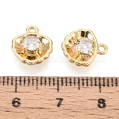 Латунные микропаве прозрачные подвески с фианитом KK-T078-14G-1