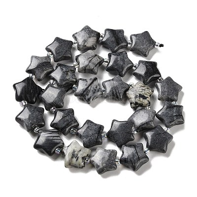 Natürliche schwarze Seide Stein / Netstone Perlen Stränge&nbsp;G-NH0005-009-1