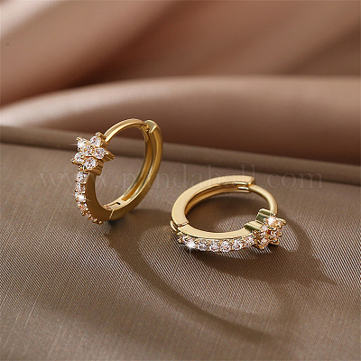 Латунные серьги-кольца из прозрачного кубического циркония FS-WG60F71-01-1