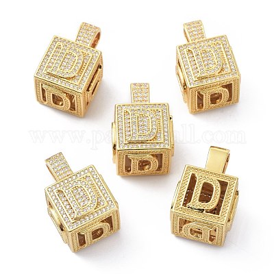 Кулоны из латуни с микропейвом и прозрачным фианитом ZIRC-O045-01G-D-1