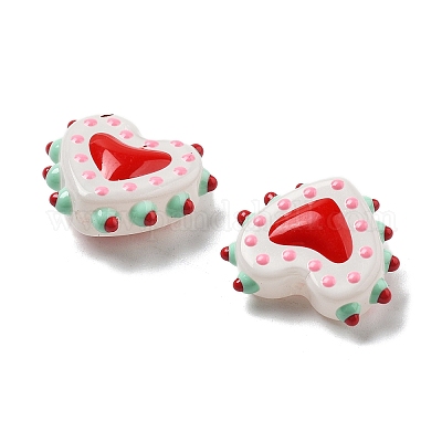 Запекаемые стеклянные бусины с рисунком в виде сердца LAMP-V001-07D-1