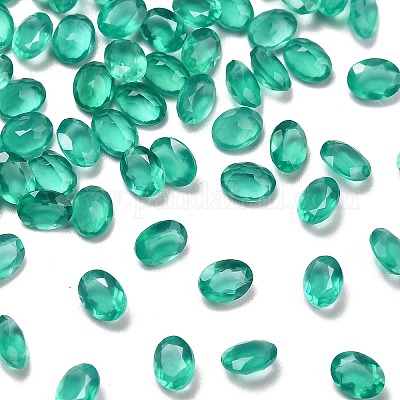 Ограненный натуральный зеленый оникс-агат (окрашенный и нагретый) кабошоны G-I295-05C-16B-04-1