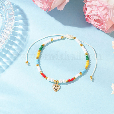 Регулируемые плетеные браслеты из круглых стеклянных бусин BJEW-MZ00187-01-1