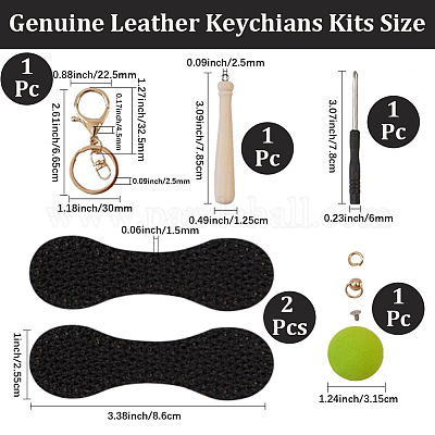 Наборы для самостоятельного изготовления кожаных брелоков AJEW-WH20020-345G-15-1