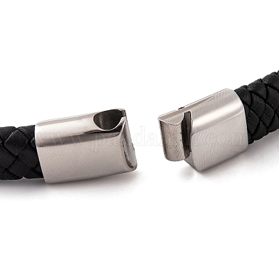 Мужские плетеные черные браслеты из искусственной кожи BJEW-K243-39A-AS-1