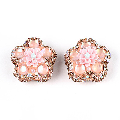 Полимерная глина в форме цветка со стразами CLAY-U023-01B-1