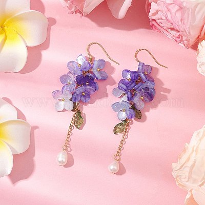 Оболочки жемчужные болтающийся серьги EJEW-TA00617-01-1