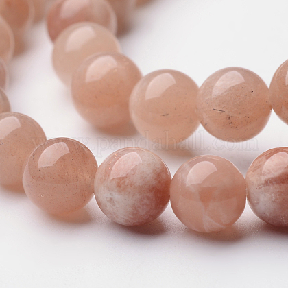 Natürliche sunstone runde Perle Stränge G-F262-01-1