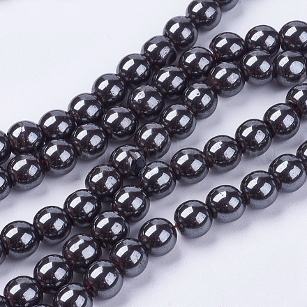 Chapelets de perle en hématite synthétique sans magnétique X-G-R193-19-8mm-1