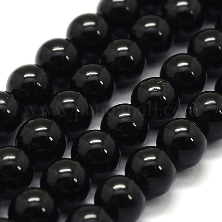 Naturali nera perle di tormalina fili G-G763-01-8mm-A-1