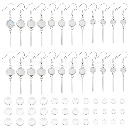 UNICRAFTALE 30pcs 314 Stainless Steel Earring Hooks with 36pcs Transparent Glass Cabochons DIY Flat Round Earring with Dome Making Kit Hypoallergenic Metal Dangle Earrings for Jewelry Making Craft DIY-UN0003-41-1