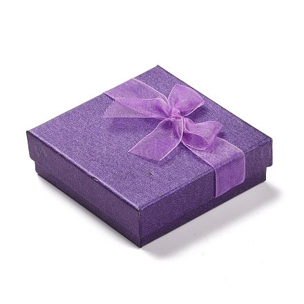 バレンタインデーのギフトボックス厚紙ブレスレット箱をパッケージ化  パープル  9x9x2.7cm BC148-04-1