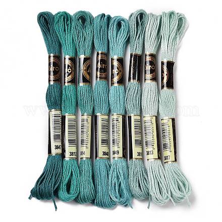 8 かせ 8 色 6 層ポリエステル刺繍糸  クロスステッチの糸  グラデーションカラー  ライトシーグリーン  0.5mm  約8.75ヤード（8m）/かせ  8色  1 かせ/色  8 かせ/セット OCOR-M009-01A-06-1