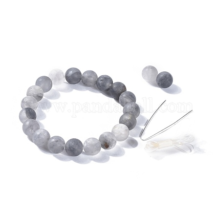 Bracciali elasticizzati con perle naturali di quarzo torbido BJEW-JB04173-02-1