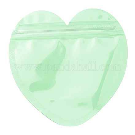 ハート形のプラスチック包装陰陽ジップ ロック袋  トップセルフシールパウチ  薄緑  10x10x0.15cm  片側の厚さ：2.5ミル（0.065mm） OPP-D003-02D-1