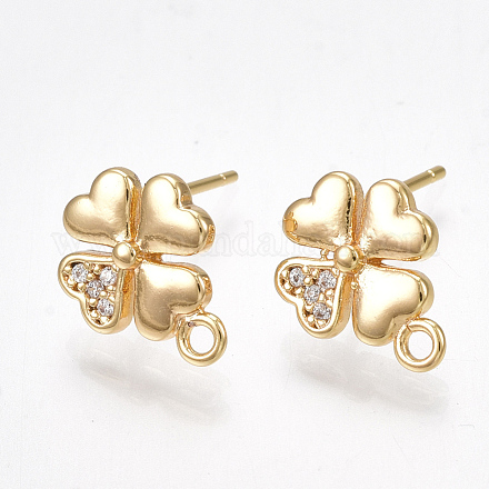 Brass Cubic Zirconia Stud Earring Findings KK-S350-015G-1
