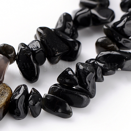 Obsidienne naturelle perles brins F079-1