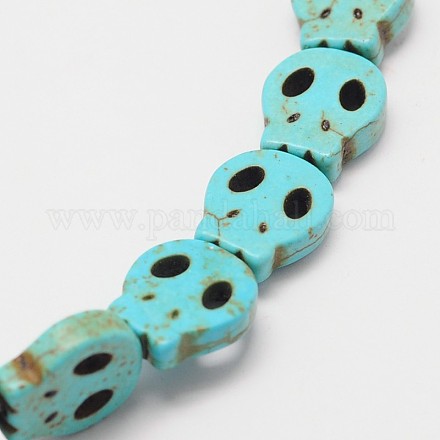 Skull Synthetic Turquoise Beads Strands TURQ-I023-15x13mm-05-1