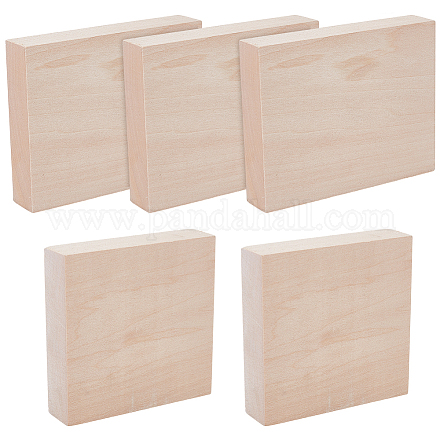 5шт. квадратный блок из липы 2 стилей WOOD-BC0001-40-1
