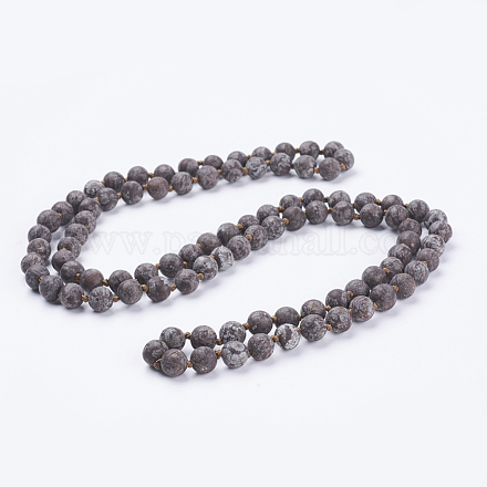 Natural Snowflake Obsidian Beaded Necklaces NJEW-P202-60-B11-1