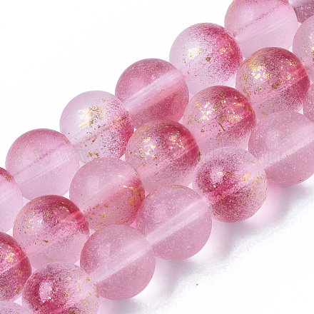 Frosted Spray Painted Glass Beads Strands X-GLAA-N035-03D-C04-1