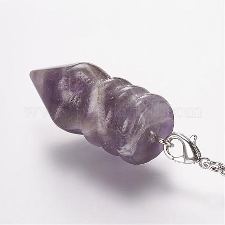 Natural Amethyst Pointed Dowsing Pendulums G-E338-07E-1