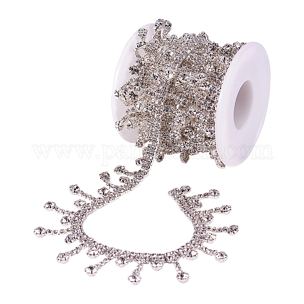BENECREAT 2 Yards Tassel Glass Crystal Rhinestone Chains Bling Diamante Diamond Trim Ribbon for Wedding Dress Decoration (Rhinestone: 4x3.5mm) FIND-BC0001-22-1