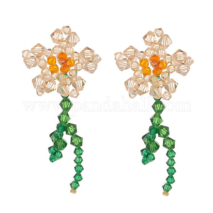 Aretes colgantes flor de la vida de cristal austriaco de imitación EJEW-TA00029-02-1