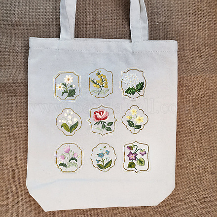 DIY Flower Pattern Tote Bag Embroidery Kit PW22121375085-1