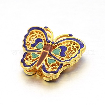 Long-Lasting Plated Brass Enamel Butterfly Beads KK-E656-09G-RS-1