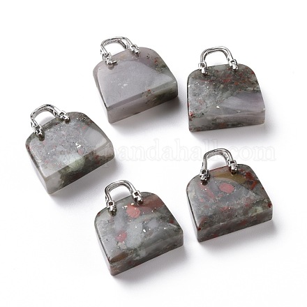 Ciondoli in ottone con pietra di sangue africana naturale KK-E274-01P-012-1